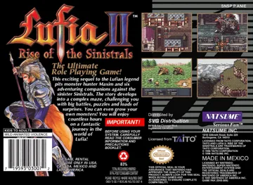 Lufia II - Rise of the Sinistrals (USA) box cover back